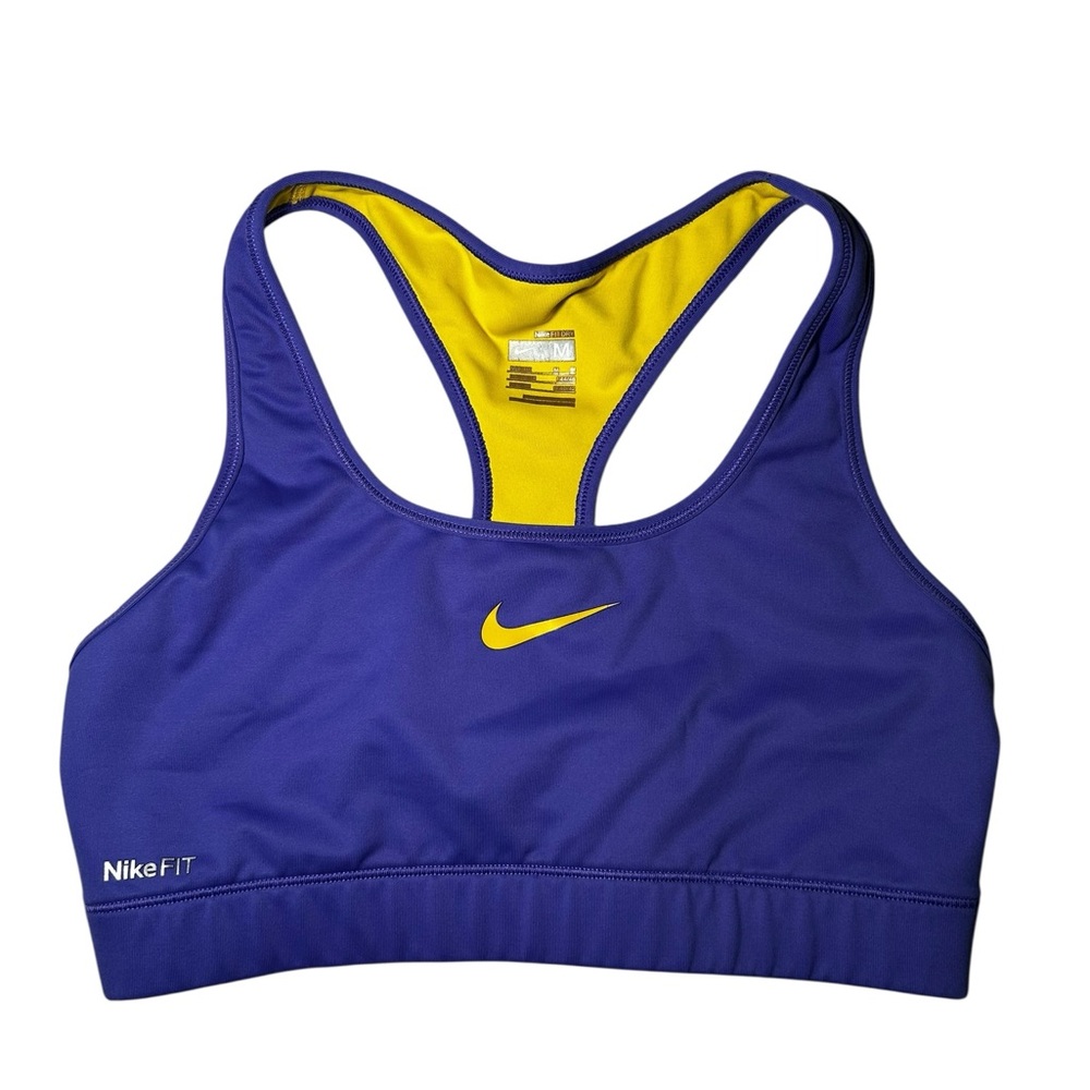 Nike Women's Blue and Yellow Sports Bra Size Medium